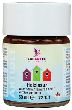 CREARTEC Holzlasur 50ml - Farbeton: Rotbraun - speziell für das Lasieren und Imprägnieren von Holz sowie für Materialien wie Peddigrohr, Bambus oder Stroh - Made in Germany
