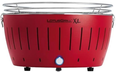 LotusGrill XL Feuerrot G435 der raucharme Holzkohlegrill/Tischgrill mit USB-Anschluß