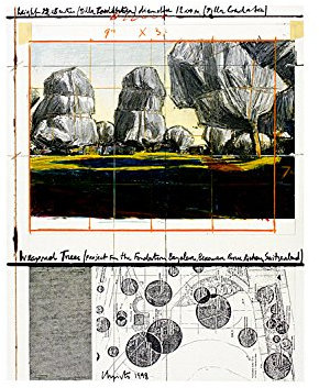 Christo Poster Kunstdruck Bild Wrapped Trees Nr. IV (Riehen) 39x30cm