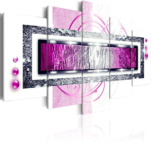 B&D XXL - Tableau décoratif abstrait 200x100 cm - Impression sur toile colorée - Décoration murale - Abstraction figures géométriques géométrique moderne ornements rose a-A-0003-b-n