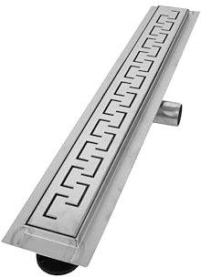 VILSTEIN Duschrinne 80cm, Edelstahl Bodenablauf Komplettset, extra flach, Siphon mit Geruchsstop, Haarsieb - Griechisch