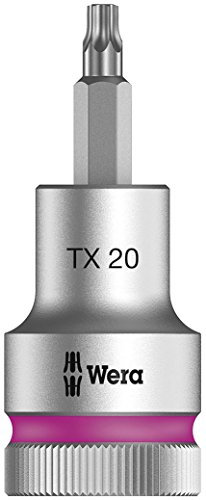Wera 05003830001 8767 C HF TORX Embouts à douille TORX HF Zyklop à emmanchement 1/2 avec fonction de retenue, TX 20 x 60 mm, Rose