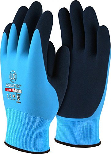UCI AQUATEK Latex Waterproof Fully Coated Grip Work Gloves Blue (11/XXL)