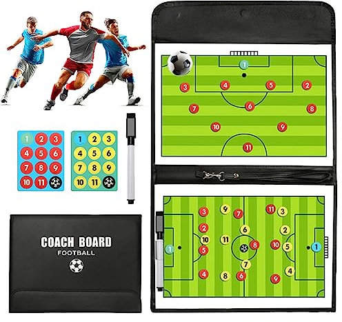 PhantomSky Professionel Fußball Taktiktafel Taktikmappe Coachboard für die Spielanalyse oder Schulung mit Magnete, Stifte und Radiergummi (Größe: 53cm x 31cm)