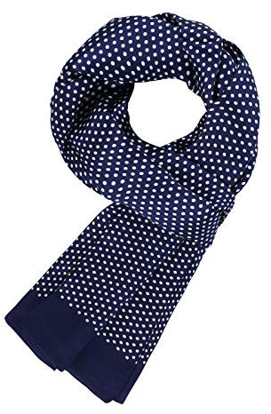 WANYING Edler 100% Seide Herrenschal 11 Momme Seidenschal für Herren Schaltuch Casual Business 155×26cm - Gepunktet Dunkelblau