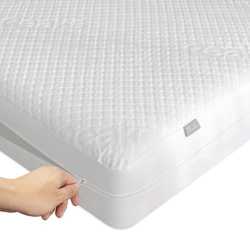 Queen-Size-Matratzenschoner aus Bambus mit Reißverschluss, 100% wasserdicht, mit Reißverschluss, weich und kühlend, geräuschlos, Abnehmbarer Matratzenbezug, 25,4–30,5 cm tief