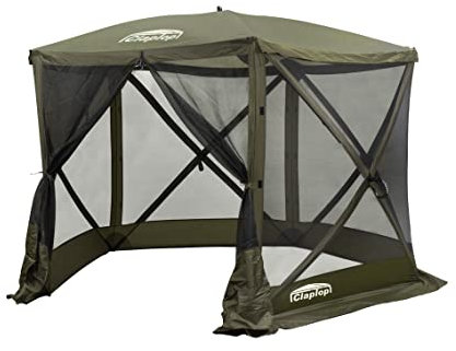 Claptop Schnell aufbaubarer Faltpavillon ClapTop 500, Grün, für 6 Personen, wasserdicht mit gefüttertem Reißverschluss, leichte und stabile Fiberglaskonstruktion, in 60 Sekunden aufgebaut, 6m²