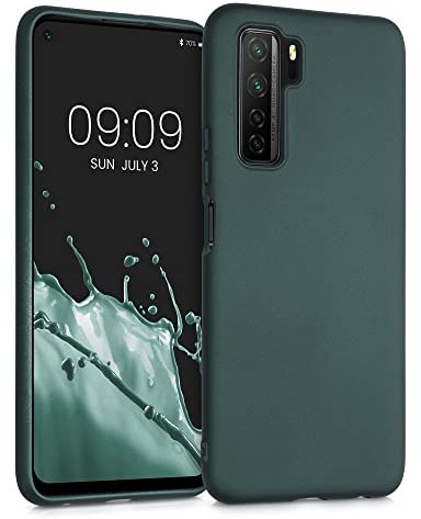 kwmobile Custodia Compatibile con Huawei P40 Lite 5G Cover - Back Case Morbida - Protezione in Silicone TPU Effetto Metallizzato petrolio metallizzato