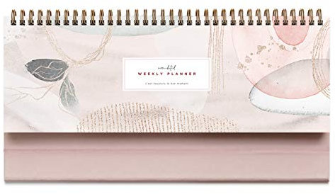 Pink Abstract Non-Dated Spiral Weekly 60 Week Pad, 3.75 x 10.5, La Lune Collection by Bright Day