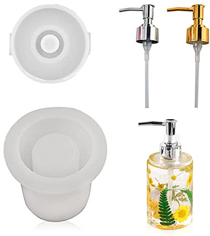 Koonafy 4 Stück Epoxidharz Formen,Resin Gießharz Silikonform,Resin Molds Mit 2 Stück Pumpspender,DIY Harz Silikon for Seife, Lotionspender,Bathroom