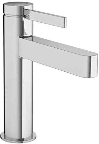 hansgrohe Waschtischarmatur Finoris, Wasserhahn Bad mit Auslauf Höhe 110 mm, mit Zugstange, Badarmatur wassersparend, Chrom