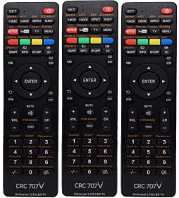 3 x GLY Universal TV Remote Control for Samsung, Vizio, LG, Sony, Panasonic, Smart TV, HAIER, Toshiba, Philips, TCL - Netflix, APPS Buttons, Universal remote control, one for all remote (Pack of 3)