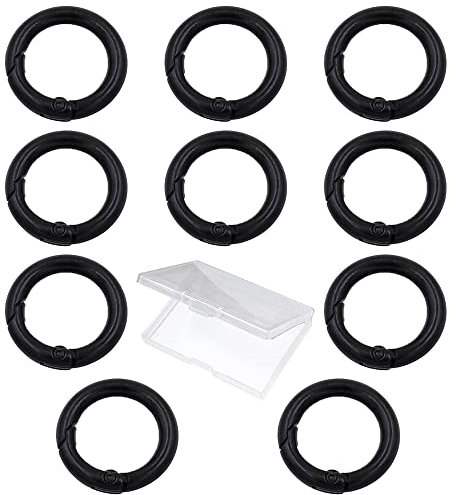 Yijunmca 10 Stk Ringkarabiner Runde Karabinerhaken Schnapphaken Durchmesser 20 mm Federöffnung Karabiner Sprung Ringe Feder O-Ring für Schlüsselkette Handtasche Rucksack Geldbörse, Schwarz