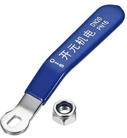 sourcing map Lever Handle Iron Chrome Plated Replacement with Plastic Grip Blue for DN20 Ball Valve
