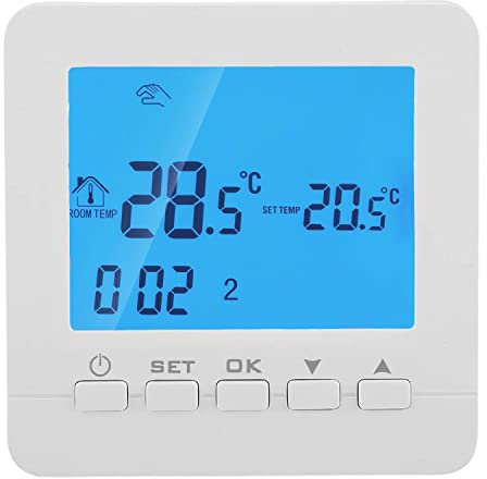 C-LOGIC Termostato Calefacción Digital Programable Fácil Instalación en Pared 2 Cables Funcionamiento con Pilas Control Temperatura Caldera Gas