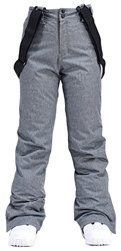 Outdoor-Schneehose für Damen, 35 Grad, Übergröße, elastische Taille, Winter-Skaterhose, Skifahren, Outdoor, Skihose für Damen, Grau, Größe S