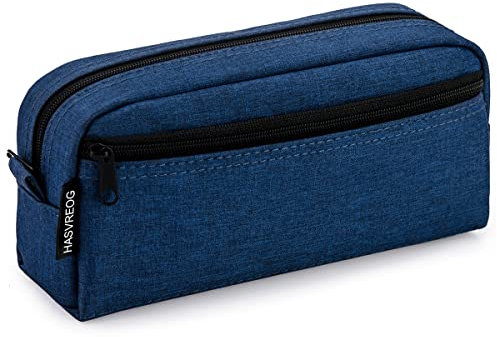 HASVREOG Big Capacity Pencil Case Large Capacity Pen Bag for Students Stationery Pouch Pencil Box Desk Organizer with Smooth Zipper Portable Pencil Pouch for School Office Supplies(Blue)