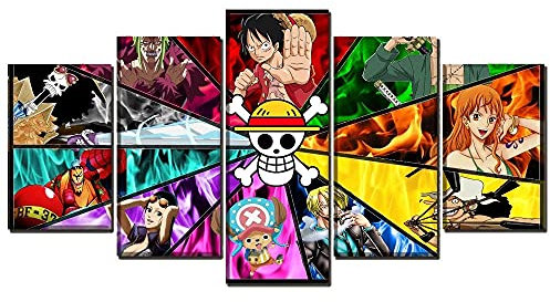 MPPSU Anime Poster Moderne Bilder Auf Leinwand Mehrteilige 5 Teiliges Wandbild Gemälde Set Schlafzimmer Wohnzimmer Küchenbilder Jugendzimmer Deko Mit Rahmen 100 * 50cm