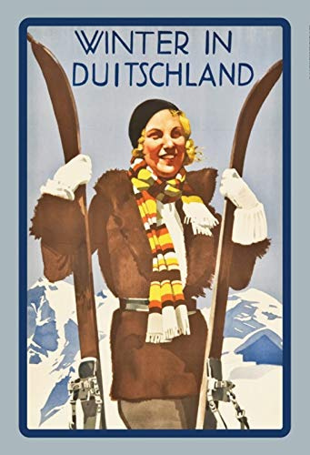 Generisch Blechschild 20x30 historisches Plakat Wintersport Skifahren Deutschland Germany Städtereise Urlaub mit 4 starken Magneten