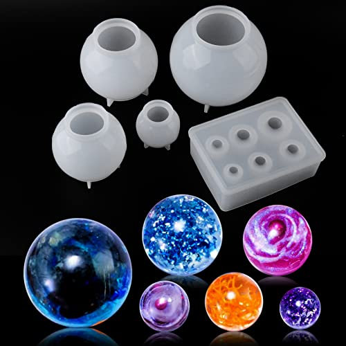 EPODA Lot de 7 Boules en résine époxy 3D en Forme de Boule Ronde, Moule en Silicone pour Moulage de résine, décoration d'intérieur, DIY Outils Bricolage
