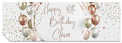 Personalised Birthday Banner, Add Name and Age, Shiny Pastel Party Poster | Happy Birthday Wall Decoration for Women, for Men, Heavyweight Paper, Vivid Print, Custom 6ft x 2ft, Him or Her