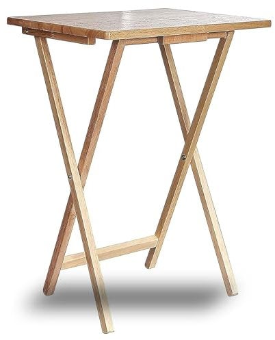 AAMEN Folding Table/Snack Table, Portable Folding TV Wooden Tray/Laptop/Side Table Living Room, Living Room Accessories, Natural Wooden Foldable Desk, Room Decor - (Oak)