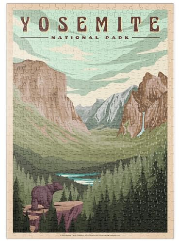 MyPuzzle Yosemite National Park - Yosemite Valley, Vintage Travel Poster - Premium 500 Teile Puzzle - MyPuzzle Sonderkollektion von Havana Puzzle Company