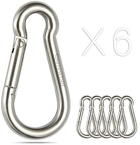 sprookber Karabiner schlüsselanhänger, karabinerhaken Edelstahl karabiner für Camping, Angeln, 6 Stück