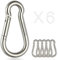 sprookber Karabiner schlüsselanhänger, karabinerhaken Edelstahl karabiner für Camping, Angeln, 6 Stück