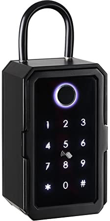 KIKAPA Schlüsselschrank mit Code, Schlüsseltresor Zinklegierung Schlüsselsafe Fingerabdruck für Außen/Innen Schlüsselsafe Fingerabdruck/Garage/Büro (Bluetooth)
