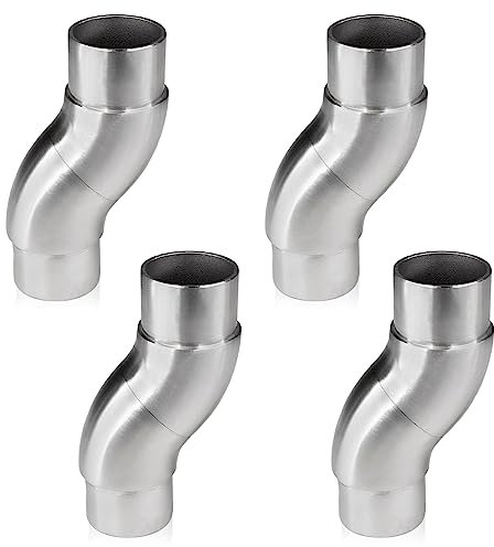 PRIOstahl Rohrbogen flexibel Rohrverbinder Steckfitting Bogen verstellbar - 4 Stück Ø 33,7 mm für Rundrohre Geländerbau Rohr Handlauf Verbindung zum Stecken Geländerbau Rostfrei aus Edelstahl V2A