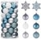 Valery Madelyn Weihnachtsbaumschmuck-Set für Valentinstag, Karneval, St. Patricks, 50 Stück, 5,9 cm, hellblau, silber, bruchsicher, Weihnachtskugel, Ornamente, hängende Feiertagsparty-Dekoration