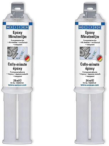WEICON Colle-minute Epoxy 24 ml/Double seringue/Adhésif résine époxy 2 composants (Lot de 2)