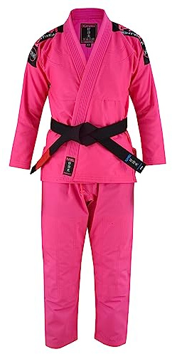 Playwell Pro Ladies BJJ GI Jiu Jitsu Uniform Suit (Comes with Free Ju Jitsu White Belt) - Pink (F4)