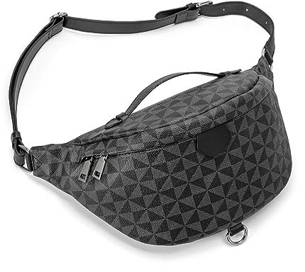 Bauchtasche Damen stylisch, veganem Leder gürteltasche Damen Brusttasche hüfttasche Damen für Frauen Reisen Sport Camping (schwarz)