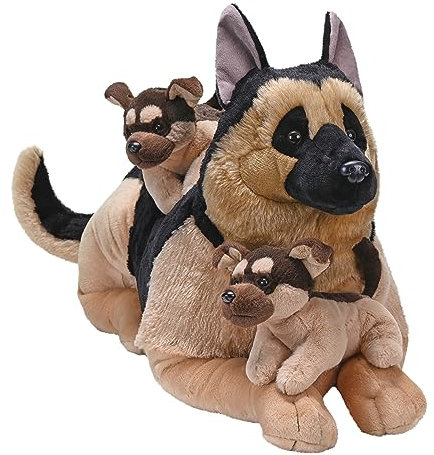 Wild Republic Cuddlekins Jumbo Mutter und Welpen Deutscher Schäferhund, Stofftier, 76 cm, Plüschtier, Füllung aus gesponnenen recycelten Wasserflaschen