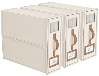 BigPonPon Faltbares Bettlaken-Set, Organizer und Aufbewahrung (King- und Queen-Size-Größe), Leinenstoff, Schrank-Organizer mit Fenster, faltbare Bettwäsche-Aufbewahrungsbox für Bettlaken und