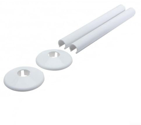 2 x Rohre für Heizkörperrohre, Heizkörperrohrhülsen und 15 mm Rohrmanschetten, Heizungsrohr-dekorative Abdeckung (weiß)