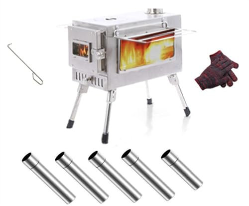SUYUDD Poêle à Bois, poêle de Tente pour Le Chauffage, poêle à Bois Portable Pliable pour Tente, Cuisine, Cour, poêle de Camping avec tuyaux de cheminée
