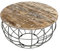 Amago home Couchtisch XXL rund ø 75 cm Gestell Metall Holzplatte massiv Wohnzimmer-Tisch Farbe weiß gekälkt
