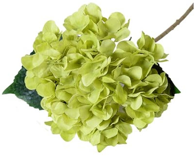Wilitto Hortensia artificiel avec feuilles vertes - Décoration réaliste - Pour mariage, maison, bureau, centre de table, arrangement floral - Vert