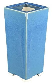 Maceta para bonsái cuadrada (estilo cascada) en gres esmaltado azul claro 7,5x7,5x20,5 cm - YM11A