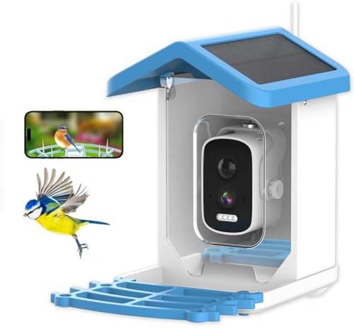 Intelligente Vogelfutterstation, Vogelfutterstation Mit Kamera, Intelligente Vogelfutterstation, Solarbetrieben Mit KI-Identifizierung, Automatische Aufnahme Von 4 MP-Vogelvideos, Für Den Außenbereich