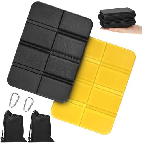 Mellbree Thermo sitzkissen faltbar, faltbares Outdoor Sitzkissen, wasserdichtes Sitzkissen, tragbares faltbares Sitzkissen für Reisen und Ausflüge im FreienFaltbares (Schwarz + gelb)