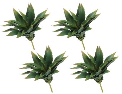 QUARKZMAN 4uds Artificiales Plantas Suculentas Falsa Aloe Planta, 10 Grandes Imitación Suculentas Sin Maceta Real Toque para Bricolaje Casa Boda Jardín Oficina Floral Decoración, Verde