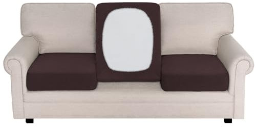 BellaHills Sofa Sitzkissenbezug Stretch Sofabezug 3-Sitzer (58-70cm), Universal Elastisch Sitzkissen Couch, rutschfest Sofa Überzug Schonbezug für Wohnzimmer, Braun