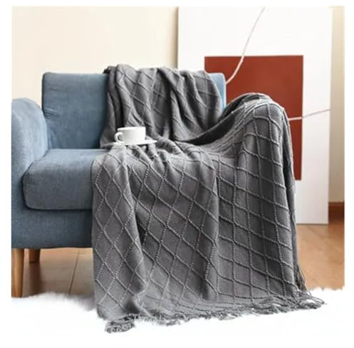 Grobstrick-Überwurfdecke für Sofa, Bett, nordische dekorative Plaid-Strickdecke mit Waffelprägung, gemütliche, einfarbige Decke für Heimdekoration