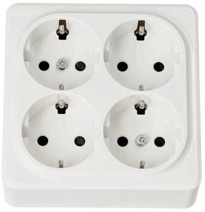 Jandei - Mecanismo Superficie Policarbonato Blanco, 16A 250V (Cuádruple Enchufe Schuko)