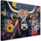 Feeby Leinwandbilder - Deko Bilder - Bunte Schottische Kuh Abstrakt - Canvas 120x80 cm XXL 1tlg- Wandbilder Schlafzimmer - Aesthetic Room Decor - Modern Wanddeko - Bild auf Leinwand - Fertig Gespannd