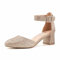 Hitmars Court Shoes for Women Ladies Mid Heel Sandals Strappy Pumps Elegant Pointed Toe Low Block Heel Sandals Wedding Party Prom Gold UK 6